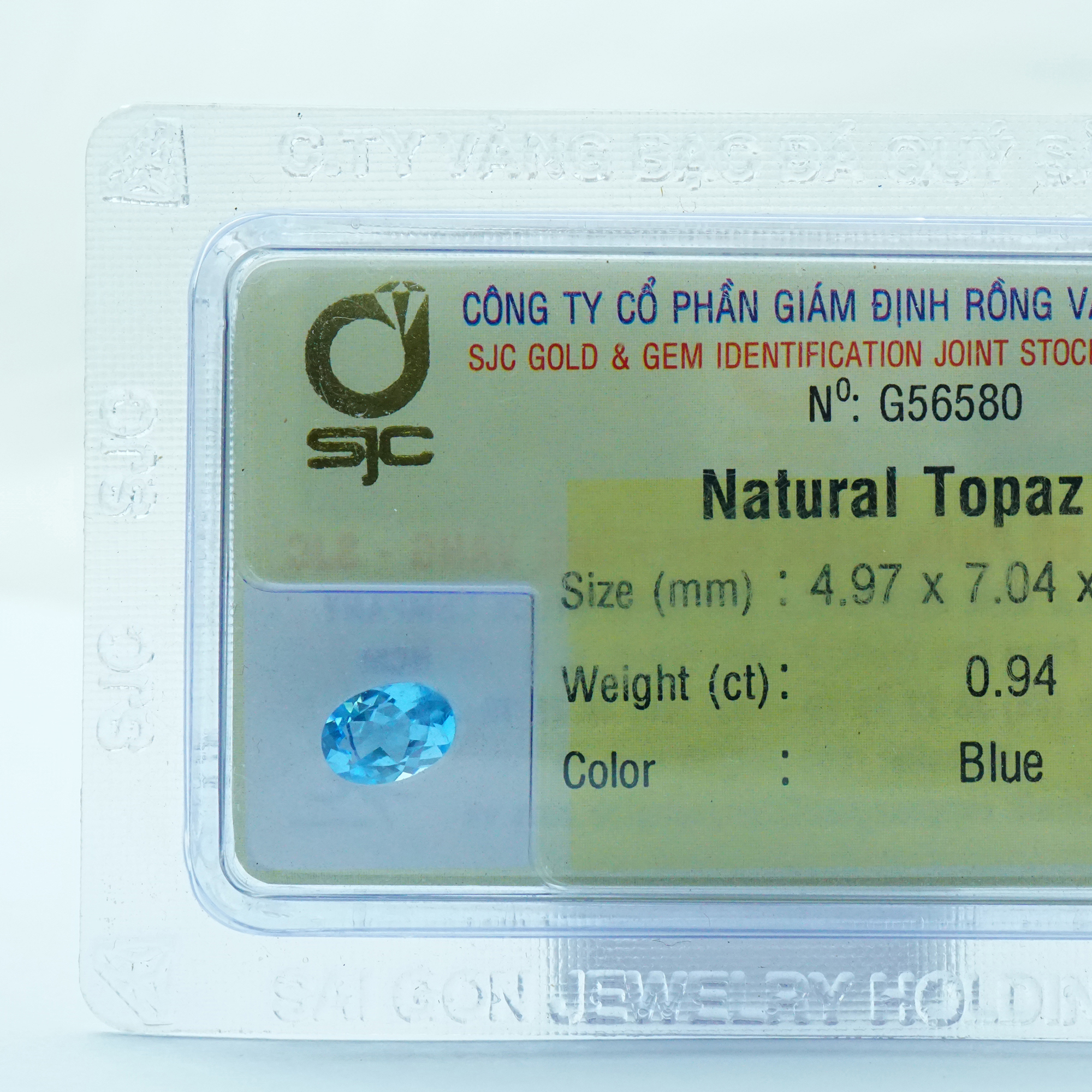 Viên đá Topaz kiểm định tự nhiên mài giác oval - 56580