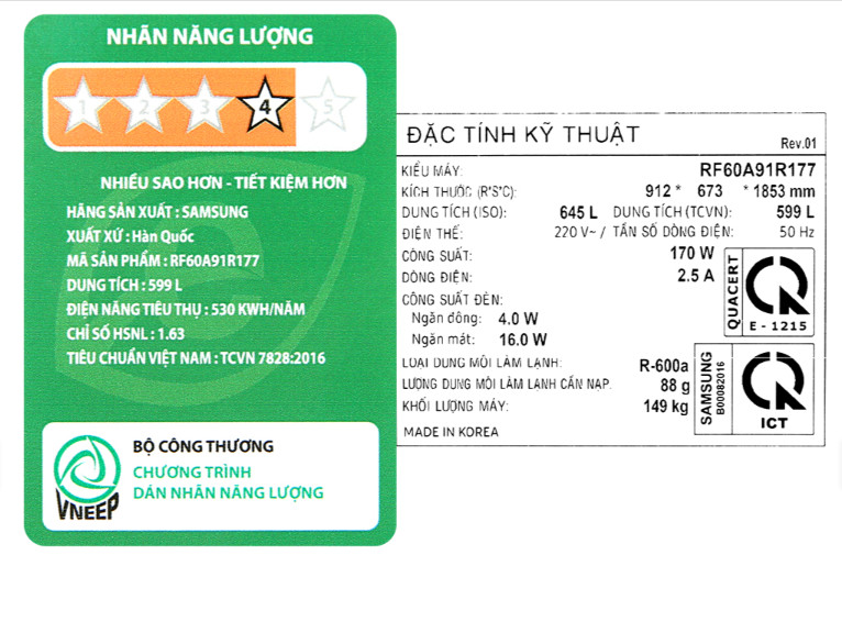 Tủ lạnh Samsung Inverter 599 lít Multi Door Bespoke RF60A91R177/SV - Hàng chính hãng - Chỉ giao Hà Nội