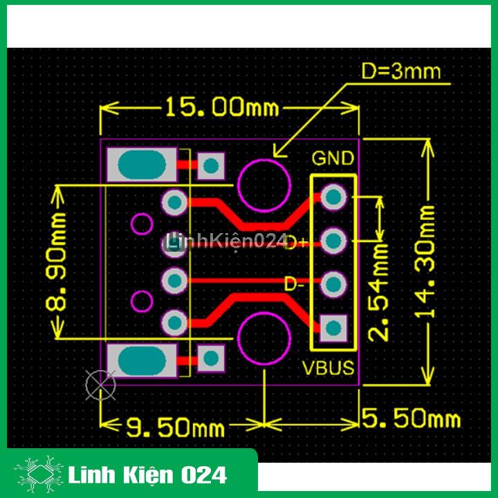 Bo Chuyển USB-4P TO 2.54mil DIP