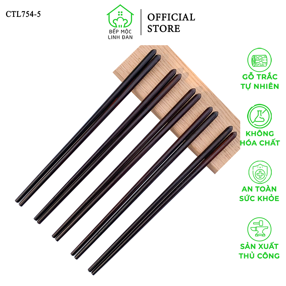 Đũa Ăn Cơm Gỗ Trắc Tự Nhiên Siêu Sạch HAHANCO Đầu Búp Cách Điệu