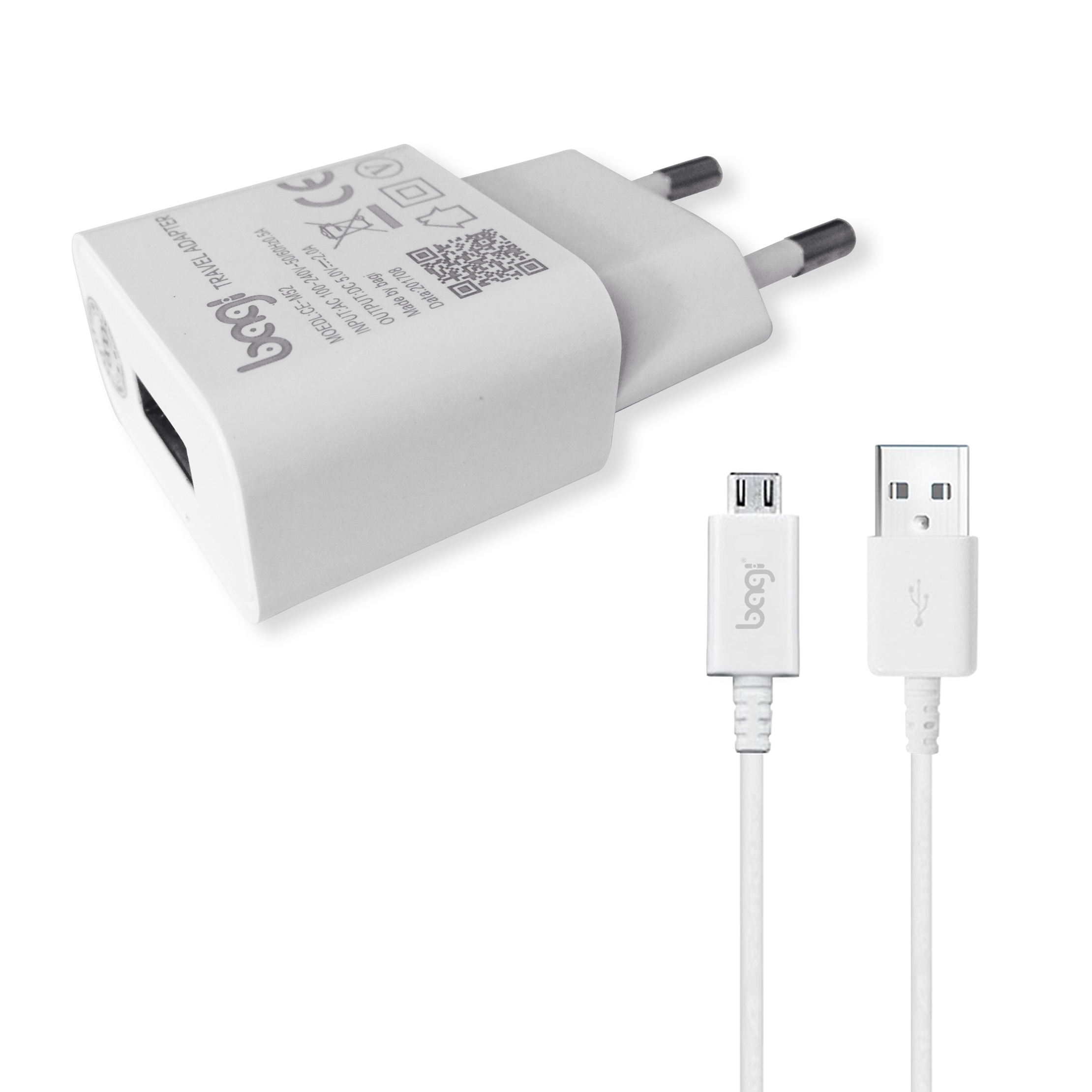 Bộ Cốc Và Cáp Sạc Nhanh Dài 1.2m Cho ĐT Android Cổng Micro USB  - Bagi C-M52 - Hàng Chính Hãng