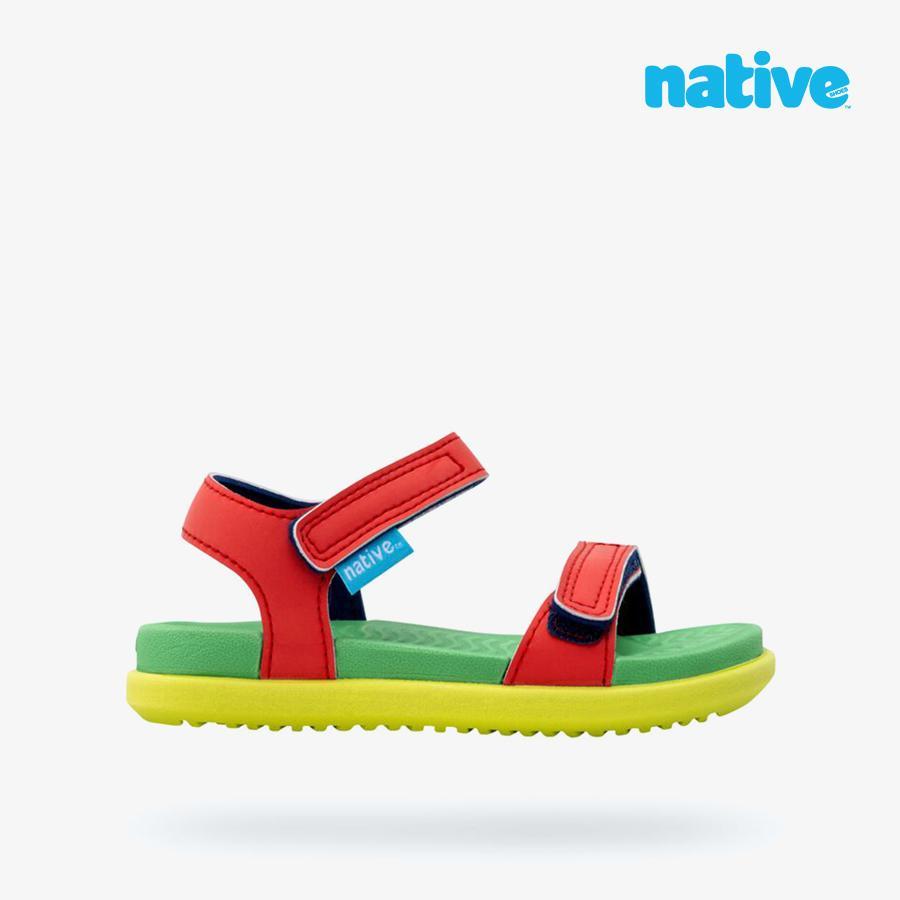 Giày Sandals Trẻ Em Unisex Native Charley Sugarlite Child - Đỏ/ Xanh lá cây