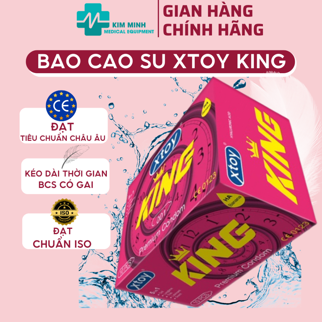 Bao cao su XTOY King 5in1, kéo dài thời gian quan hệ, gân gai, nhiều gel bôi trơn - Hộp 10 bcs
