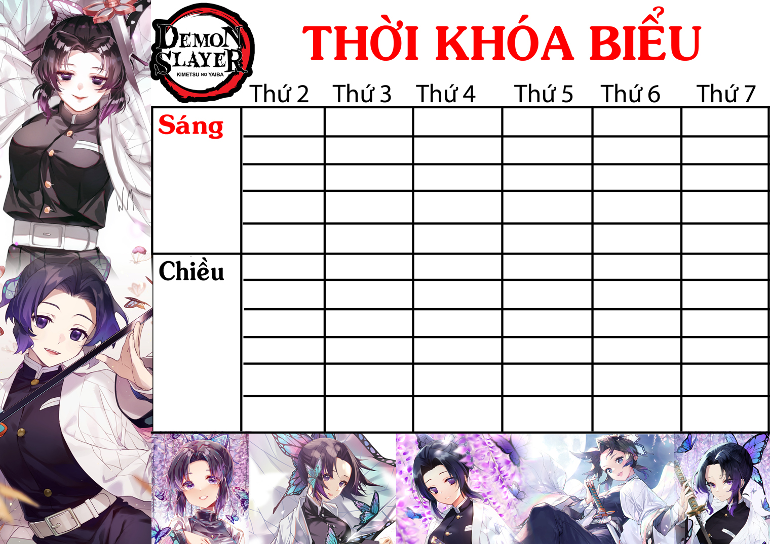 COMBO 5 THỜI KHOÁ BIỂU Kimetsu no Yaiba nhiều mẫu khasc nhau 15x21cm