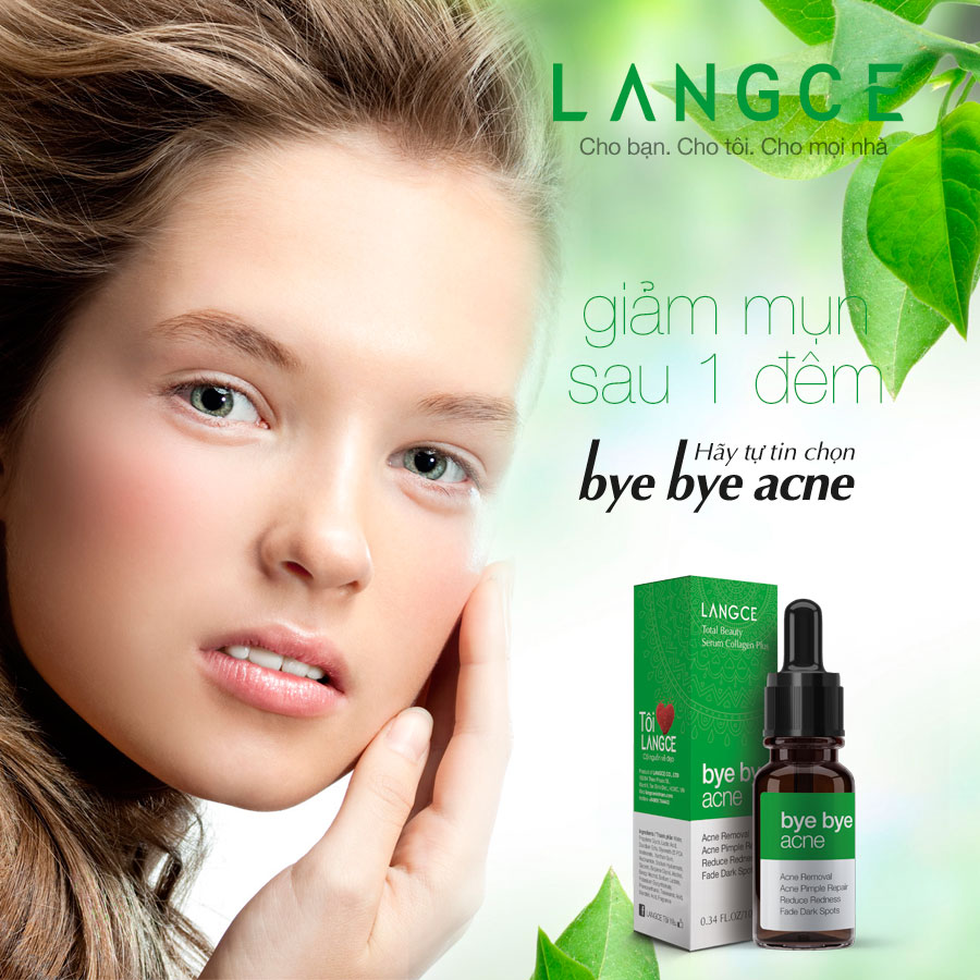 Serum Collagen+ Tạm Biệt Mụn Đẹp Da 10ml LANGCE dành TẶNG Kem Làm Rụng Lông Trắng Da 20ml LANGCE