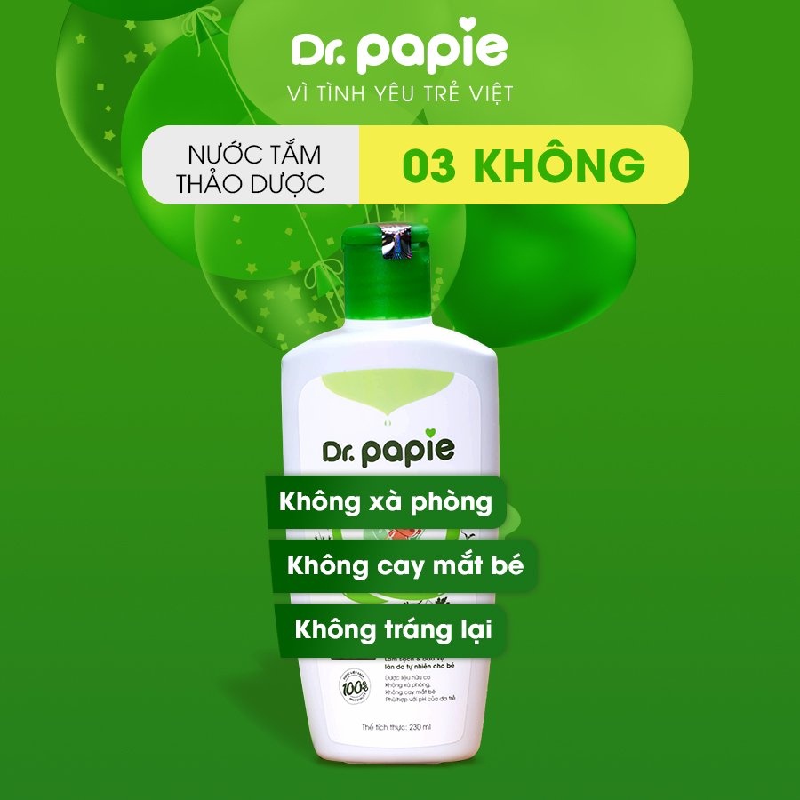 Hình ảnh Nước Tắm Gội Thảo Dược Dr.Papie Cho Bé Giúp Ngăn Ngừa Và Giảm Các Vấn Đề Về Da