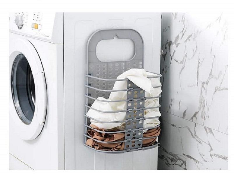 Giỏ treo quần áo gấp gọn - Ghi - GDHN Loại Tốt