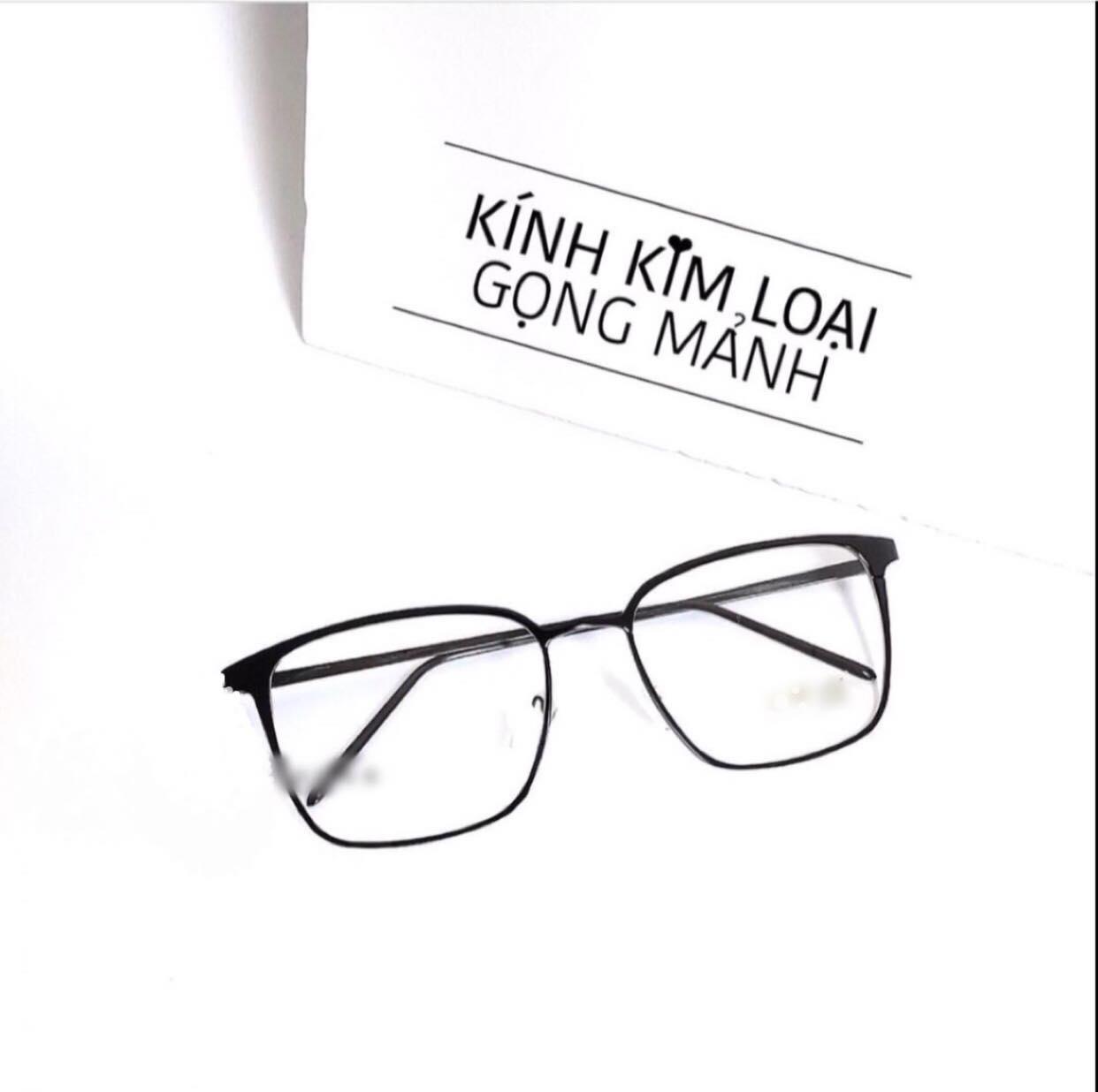 Kính Mắt vuông gọng kim loại mảnh Oversize