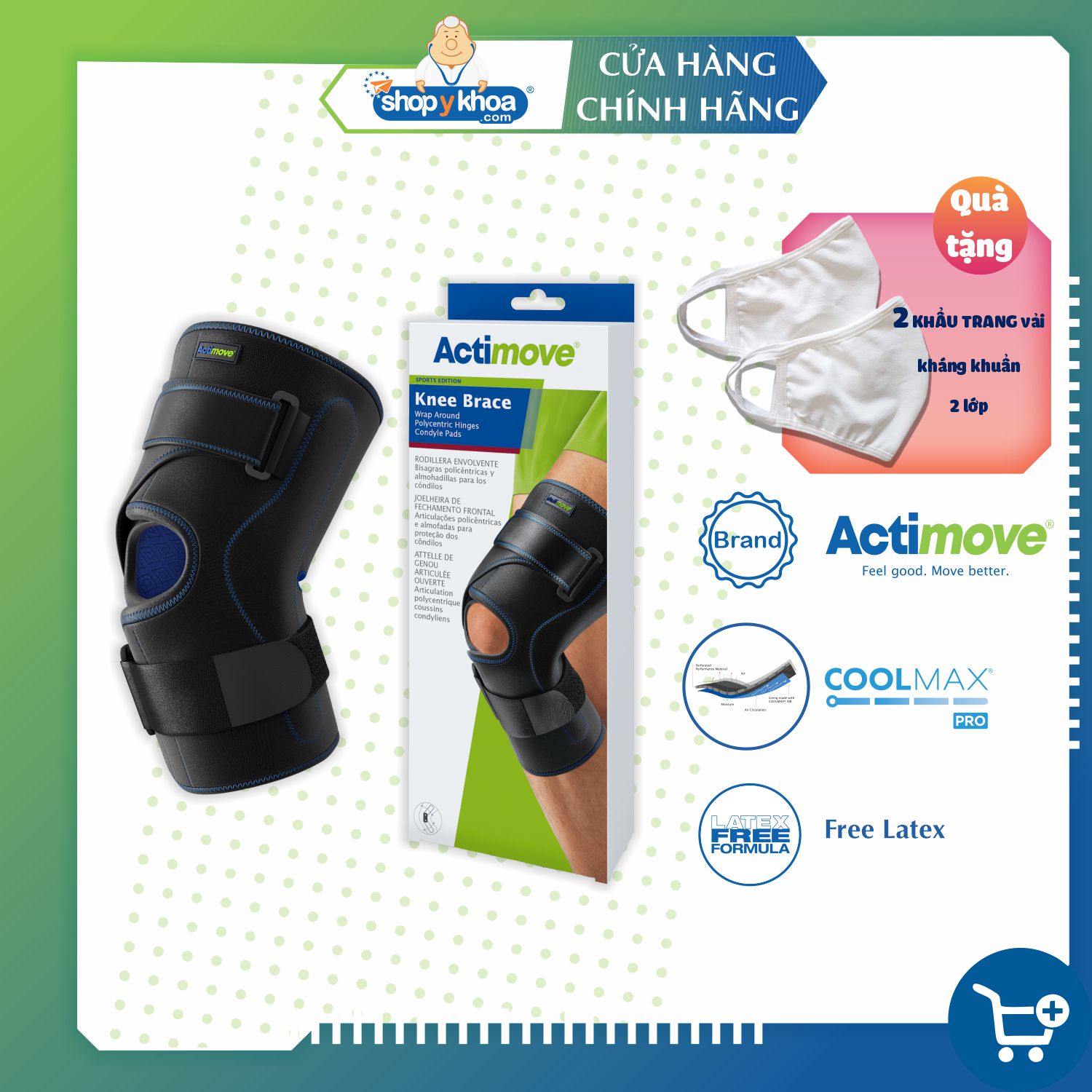 Bó gối thể thao đai dán có nẹp poly 73118-SPO Actimove Knee Brace