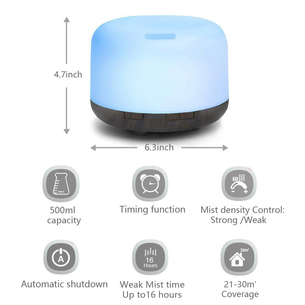 500ML Xông Tinh Dầu Khuếch Tán Nồi Cơm Điện Từ Máy Tạo Độ Ẩm Không Khí Có Đèn LED Nhà Phòng Siêu Âm Thanh Mát Sương Tinh Máy Khuếch Tán Tinh Dầu