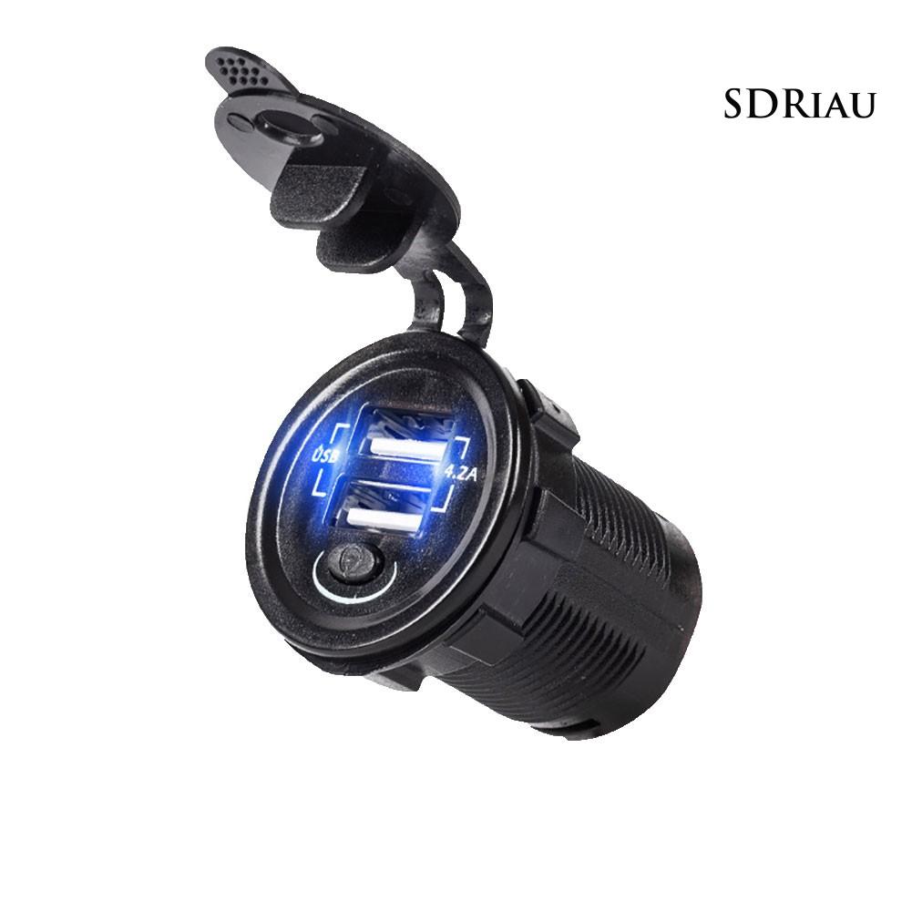 Bộ Sạc Usb Kép Qcd 12v-24v Trên Xe Hơi Có Công Tắc Tiện Dụng