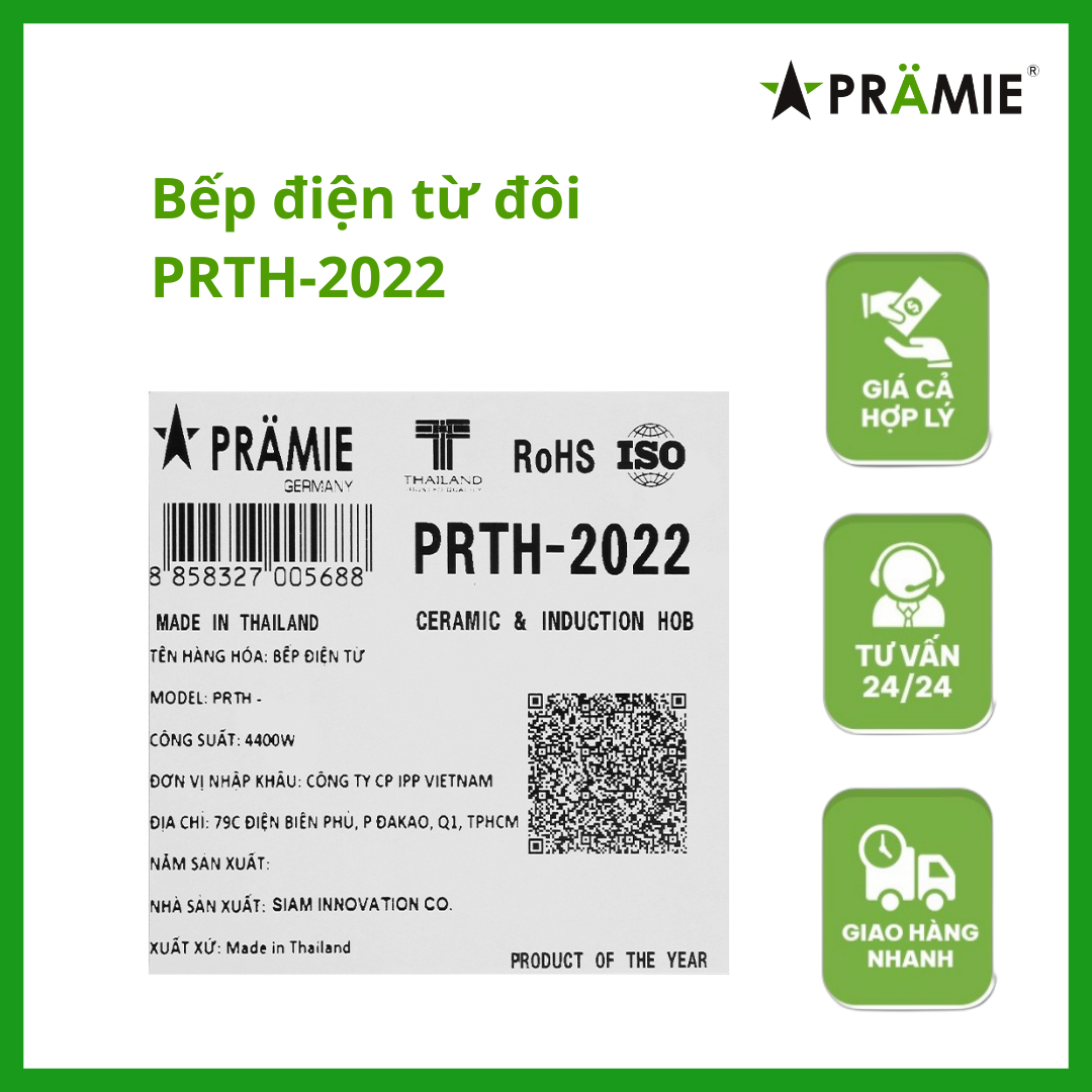 Bếp điện từ đôi Pramie PRTH - 2022_Hai Từ_Hàng nhập khẩu Thái Lan