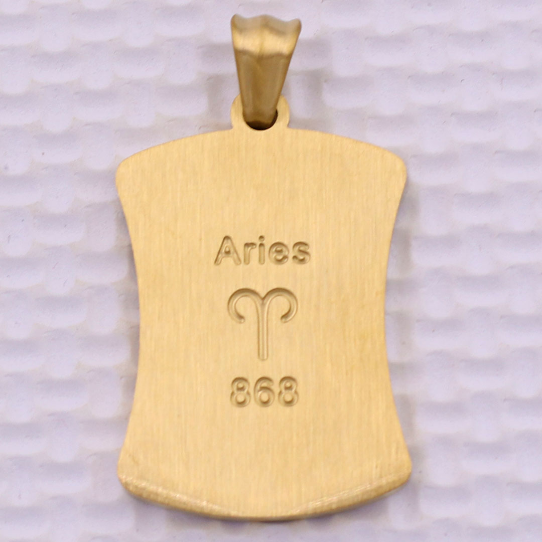 Mặt dây chuyền cung Bạch Dương - Aries inox trắng kèm vòng cổ dây chuyền inox vàng + móc inox vàng, Cung hoàng đạo