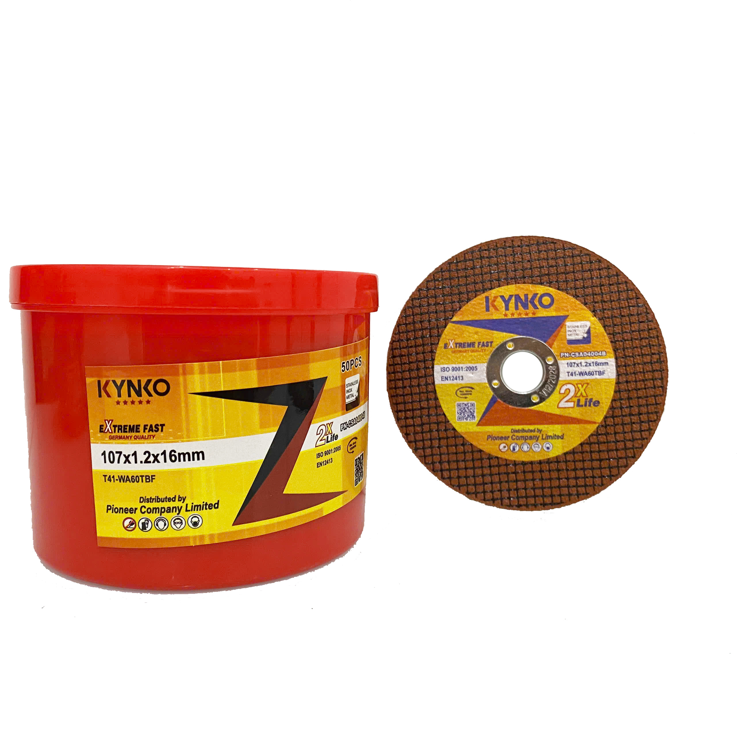 Đá cắt sắt - inox phi Ø107MM lưỡi liền PN - CSA04004B siêu bền chính hãng Kynko