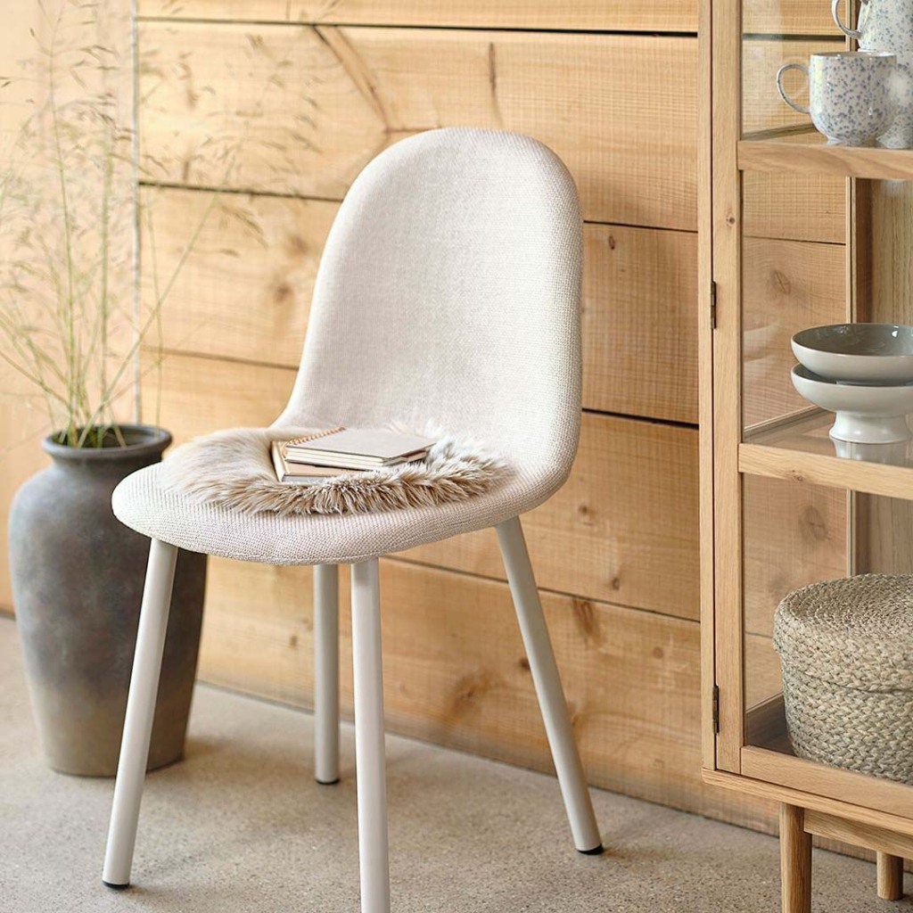 Ghế bàn ăn | JYSK Ejstrup | thép/vải polyester | be/xanh | R45.5xS53xC89cm