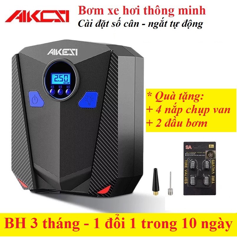 Máy bơm lốp ô tô, xe hơi điện tử thông minh tự ngắt AIKESI (Hàng Chính Hãng)