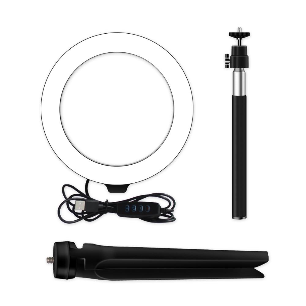 Vòng đèn LED di động 20cm / 8 inch có 3 chế độ chiếu sáng với chân máy để bàn để tự chụp ảnh