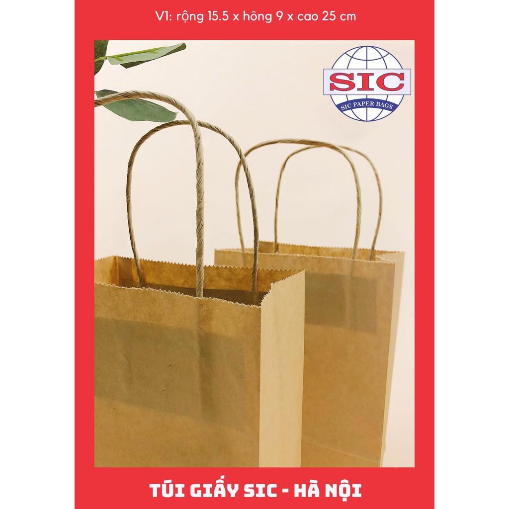 100 CHIẾC TÚI GIẤY V1-15,5x9x25 cm CÓ QUAI