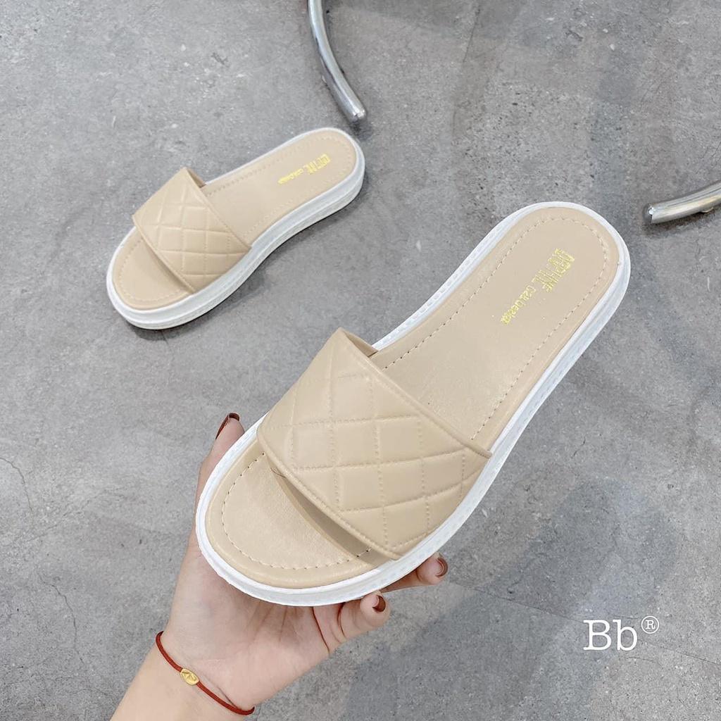 Dép nữ quai ngang bản to đế bánh mì mềm đi êm chân giá rẻ - D04