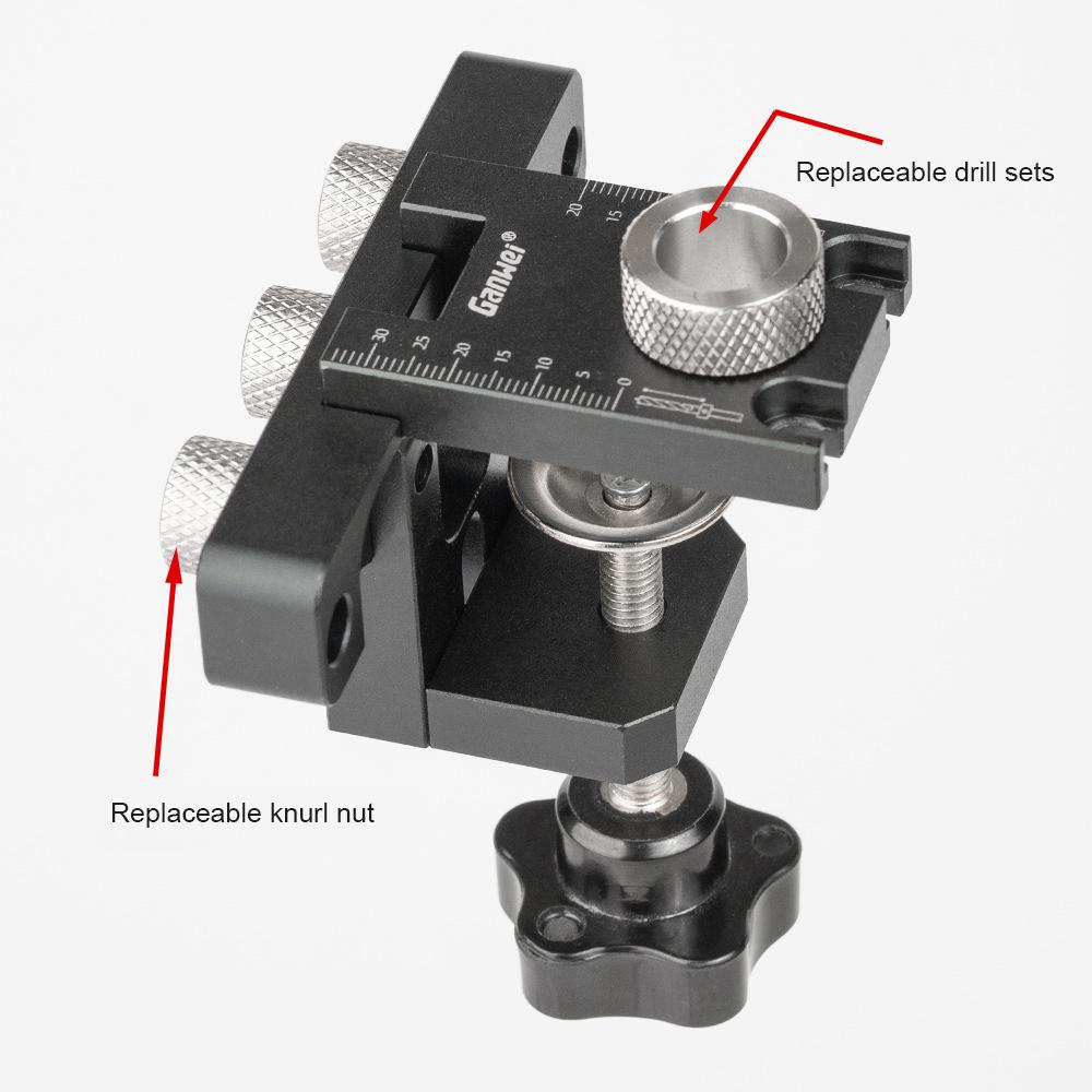 3in1 Dụng cụ định vị lỗ khoan chế biến gỗ Dụng cụ định vị lỗ hợp kim nhôm Bộ gá dẫn hướng đồ gỗ với mũi khoan 8-15mm Dụng cụ tự làm mộc biến dạng để ghép nối bảng