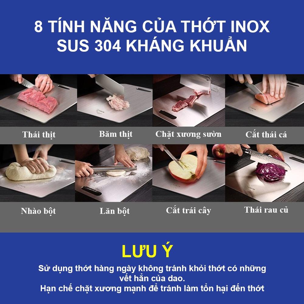 Thớt inox 304 kháng khuẩn cao cấp chống ẩm mốc độc hại, thớt inox tiện lợi dễ dàng vệ sinh an toàn không mùn gỗ