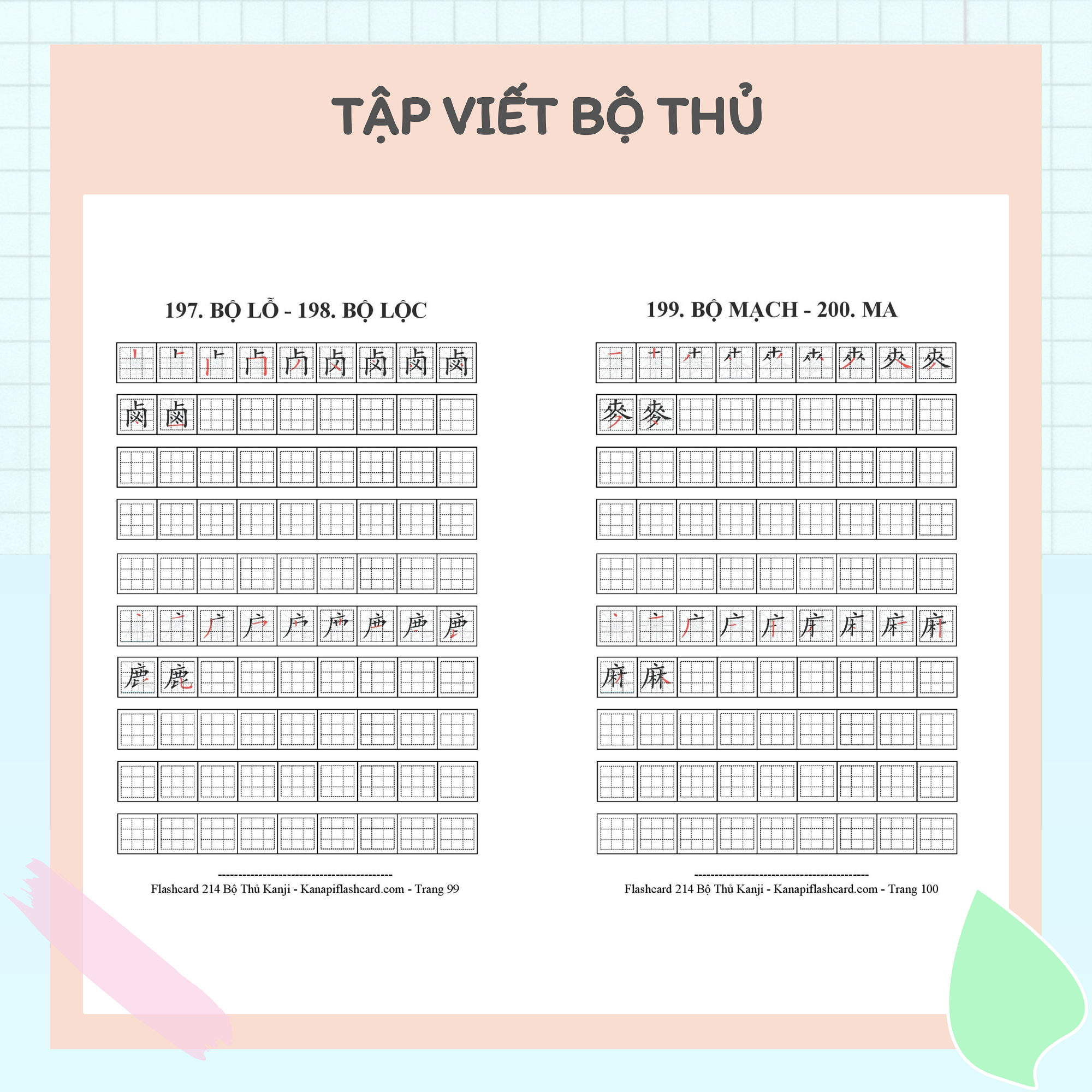 Tập Viết Bộ Thủ