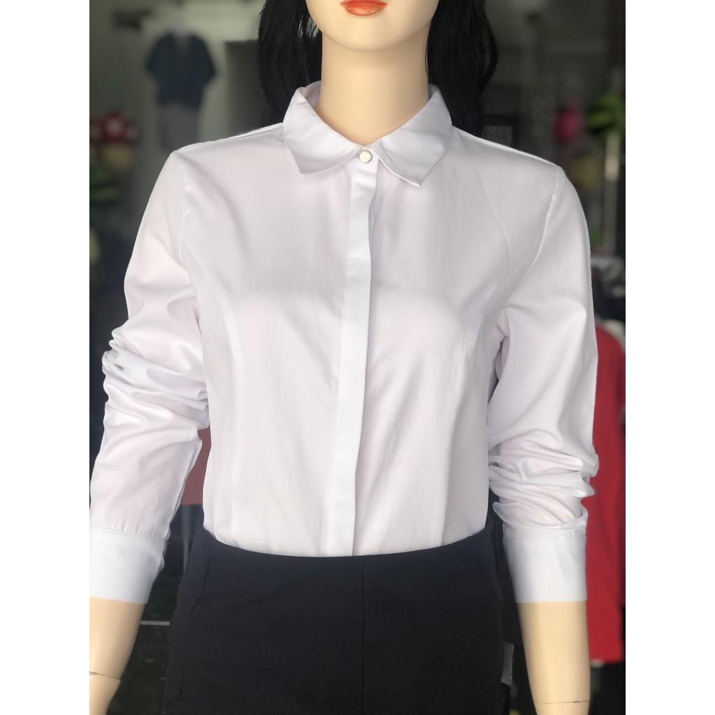 Áo sơ mi nữ dài tay giấu cúc basic