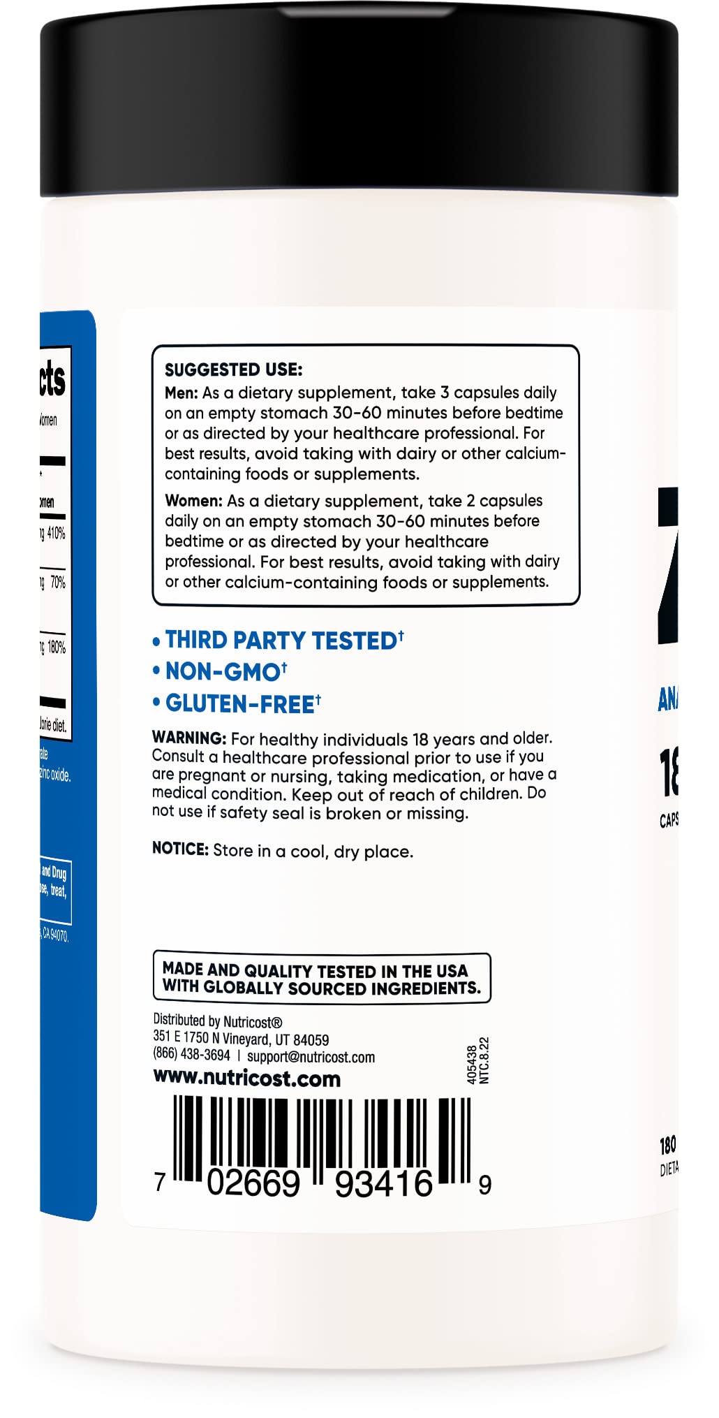 Nutricost ZMA Anabolic Mineral Support 490mg (180 Viên) - Tăng Sức Khỏe Hệ Miễn Dịch, Hỗ Trợ Phát Triển Cơ Bắp Tốt Hơn