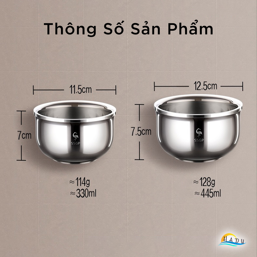 Bát Chén Ăn Cơm Inox 2 Lớp Cách Nhiệt Cao Cấp Cho Bé Kiểu Hàn Quốc Đạt Chất Lượng LFGB Đức SSGP