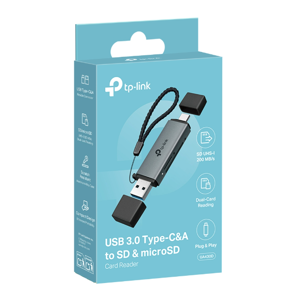 Đầu Đọc Thẻ Nhớ TP-Link USB 3.0 Type-C&amp;A dành cho thẻ SD và microSD 3.0 - Hàng chính hãng