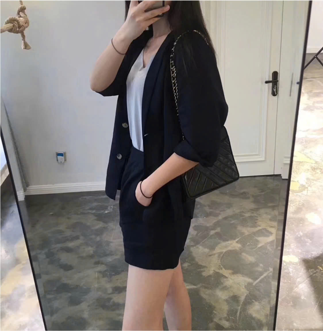Set áo blazer nữ và quần short dáng chữ A chất linen cao cấp, chuẩn hàng loại 1, hot style 2025