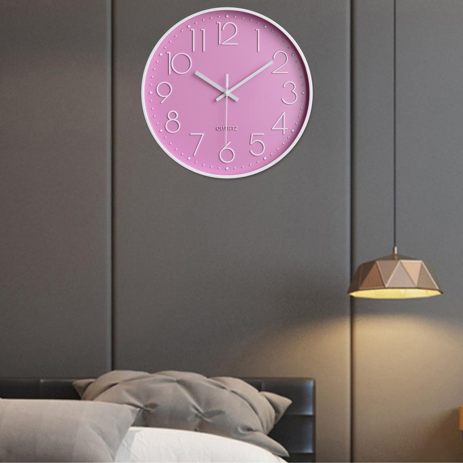 Smart Silent Wall Clock Battery for Home Living Room Kitchen Patio Decor pink