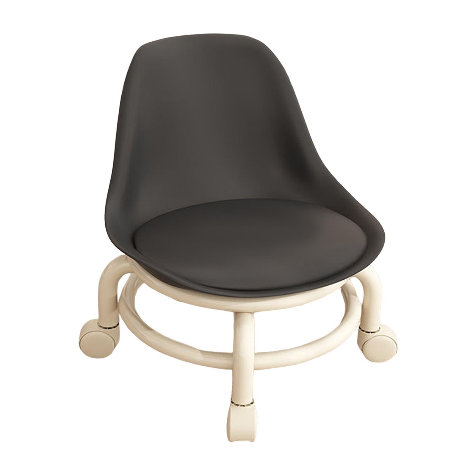 Low Height Rolling Stool with Back Stainless Steel  Height 45cm