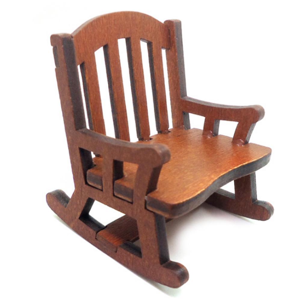 Dollhouse Wooden Chair, 1:12 Dollhouse Miniature Wooden Rocking Chair Model, Dolls House Furniture