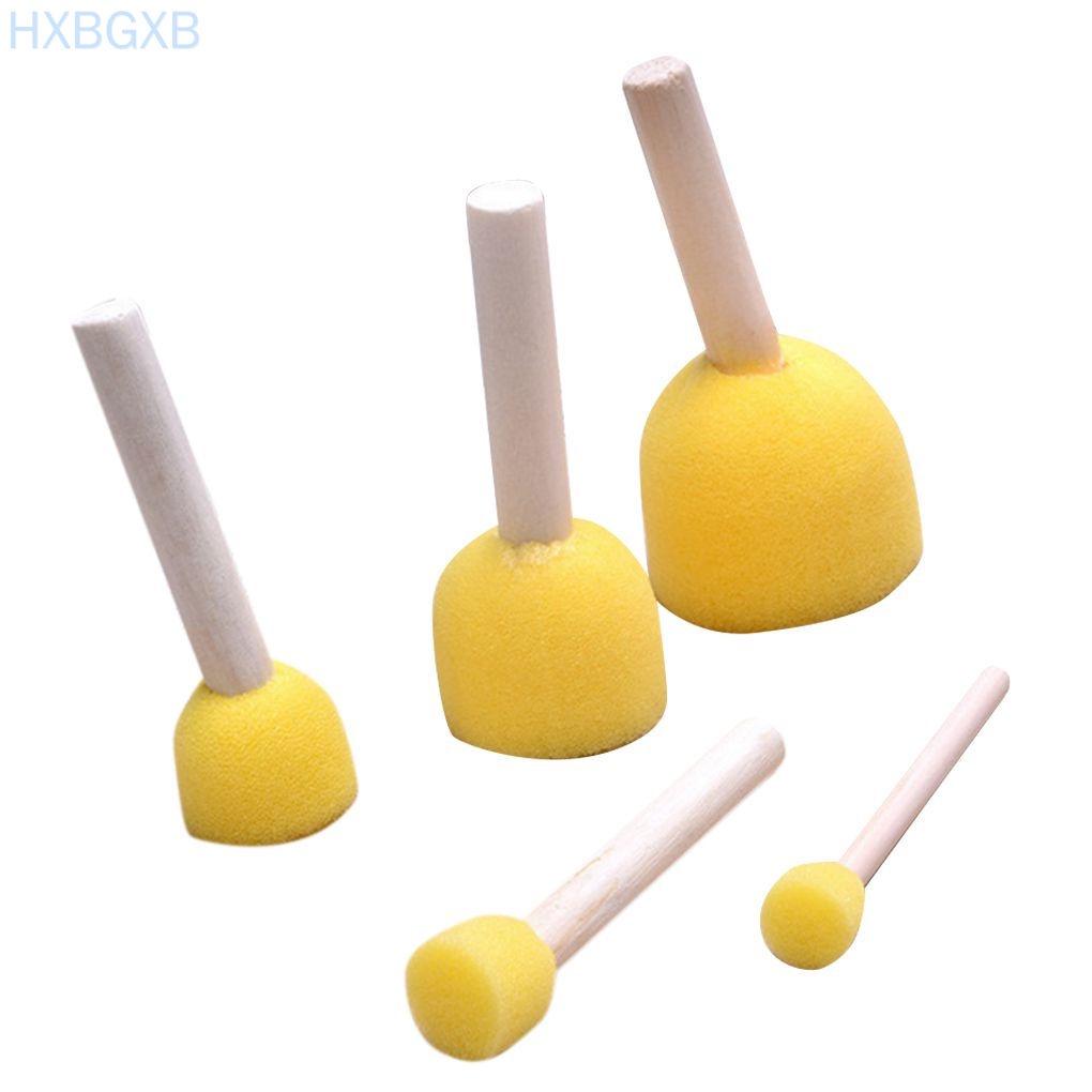 HXBG 5pcs Assorted Round Paint Foam Sponge Brush Set Painting Tools Stippler for Kids Painting Crafts and DIY