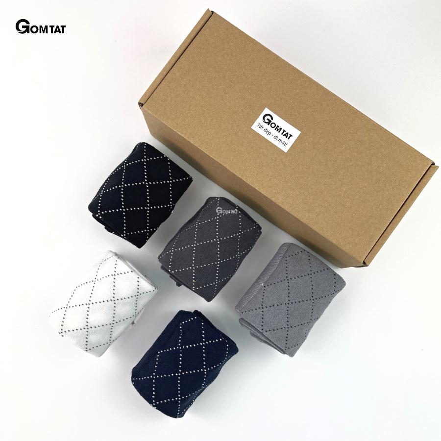 Tất vớ đi giày tây nam công sở cổ cao GOMTAT họa tiết sọc chéo, chất liệu cotton cao cấp - GOM-TAYCHEO-1DOI