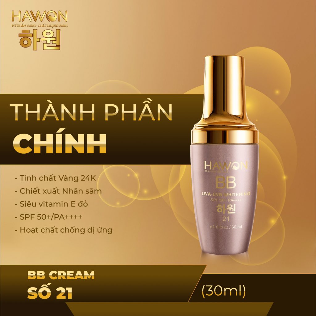 Kem Nền Che Khuyết Điểm Lâu Trôi Che Phủ Cao Cao Cấp BB Cream #21 HAWON - 30ml