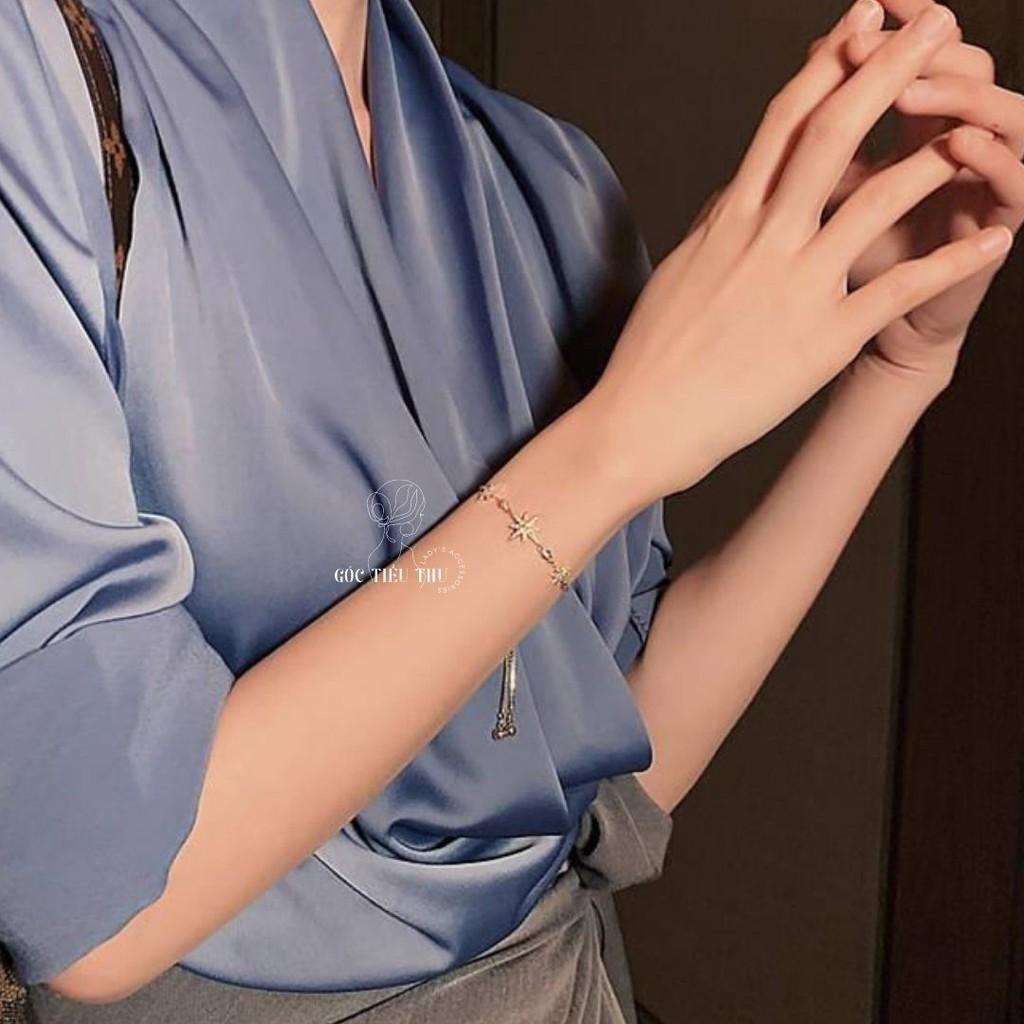 Vòng Tay Hợp Kim Ngôi Sao Đính Đá Nữ Tính Phong Cách Hàn Quốc - MS007