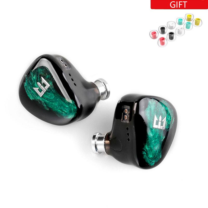 TRI Star River 2DD Màn hình trong tai Tai nghe có dây 2Pin với Công tắc điều chỉnh Tai nghe HiFi Tai nghe chạy bộ thể thao Tai nghe nhạc DJ Tai nghe Màu sắc: Xanh lục 4,4mm