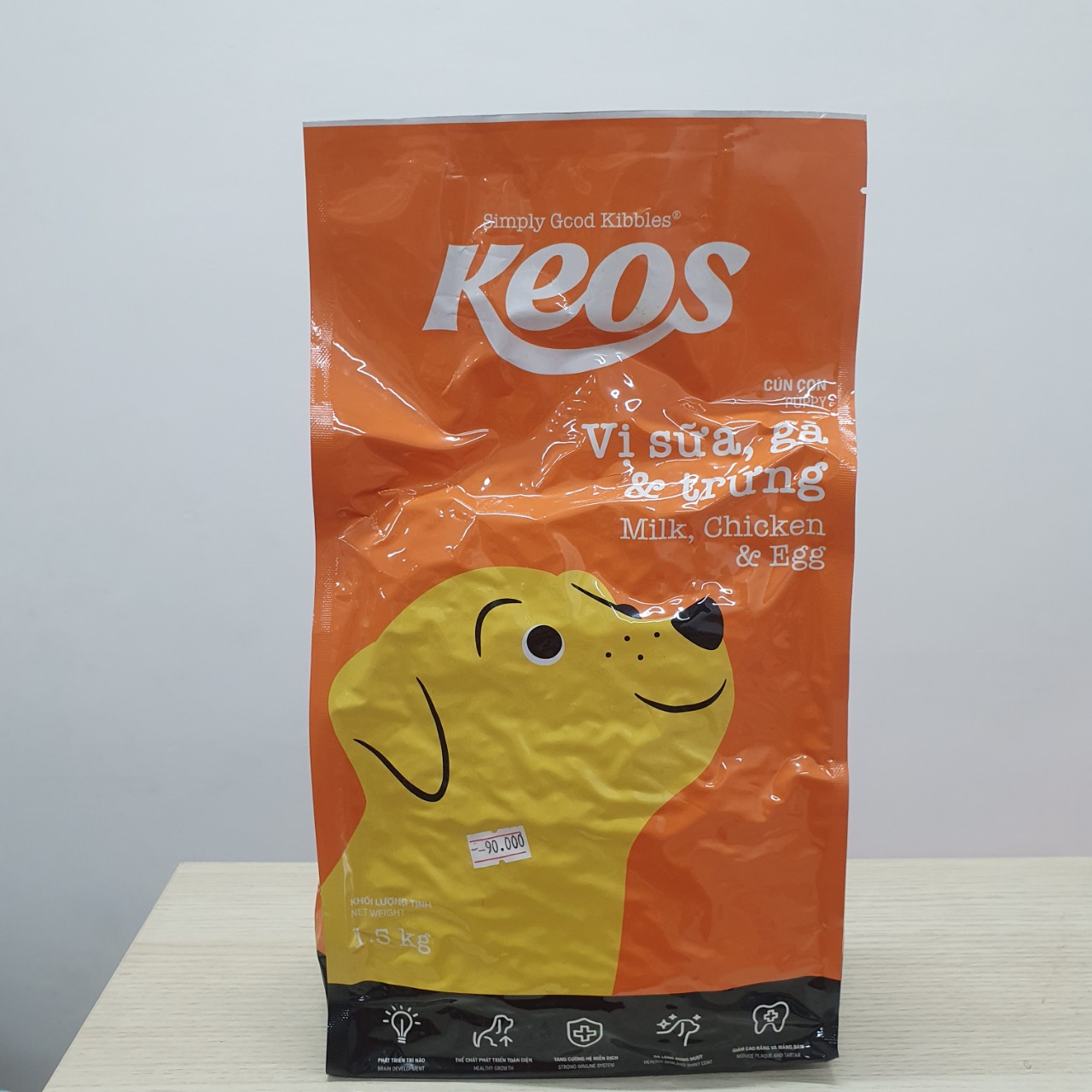 Thức ăn hạt KEOS cho chó con vị trứng, gà và sữa gói 400g - 1.5kg