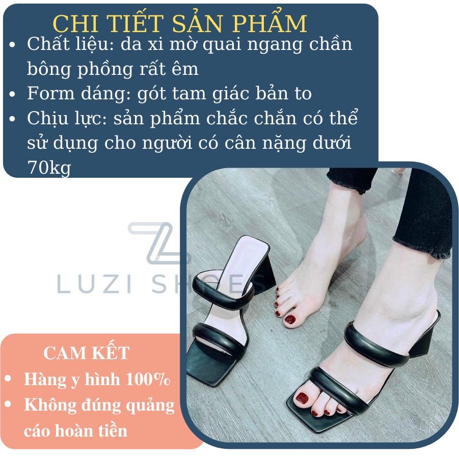 Guốc nữ, dép cáo gót tam giác 2 quai ngang nhún thời trang nhiều màu sắc cao 9cm