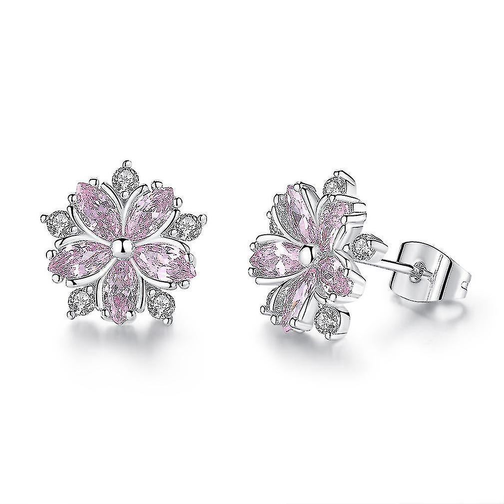 Bộ đồ trang sức hoa cánh hoa lãng mạn micro dát đôi tai cổ áo cho món quà sinh nhật