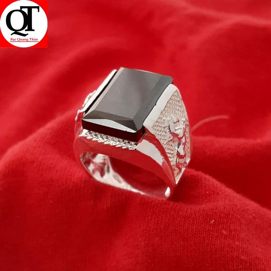 Nhẫn nam Bạc Quang Thản mặt đá hình chữ nhật chất liệu bạc ta không xi mạ có thể chỉnh size tay theo yêu cầu - QTNA21