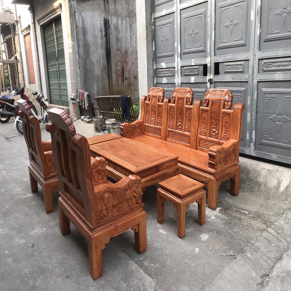 Bàn Ghế Âu Á Tay Voi Đặc Gỗ Gõ Đỏ