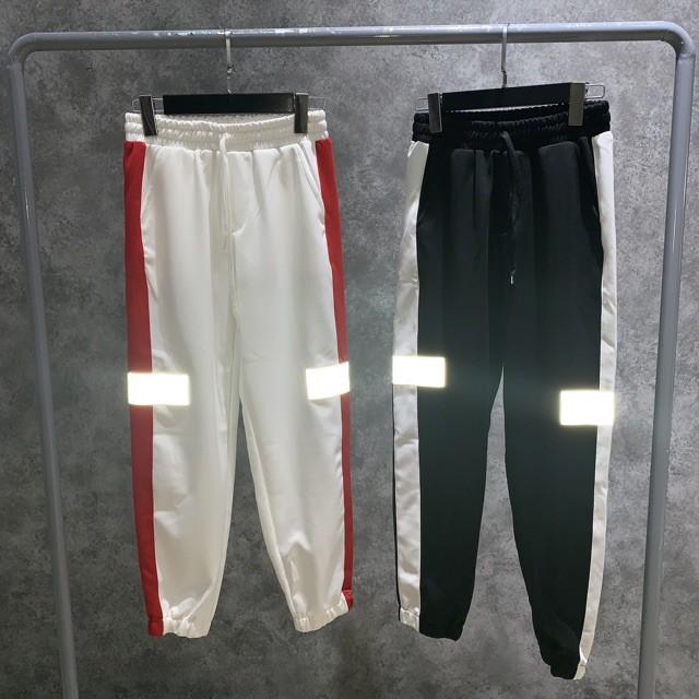 Áo khoác unisex dù 2 lớp phản quang sọc và quần jogger nam nữ phản quang unisex cao cấp vải thun co giãn