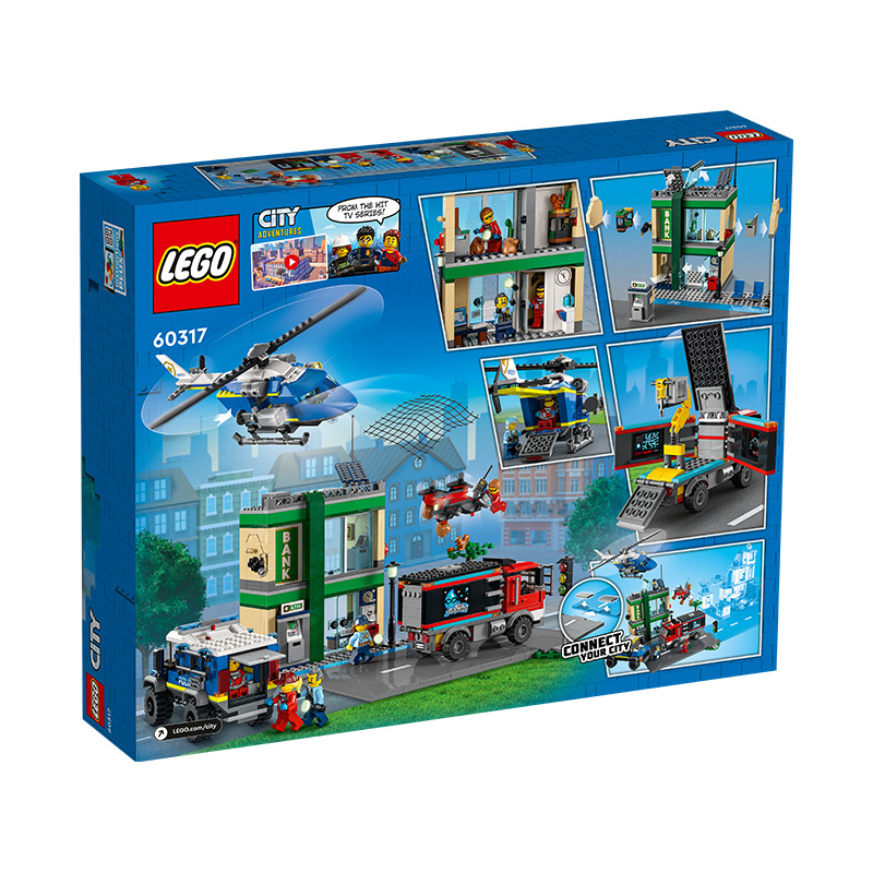 Đồ Chơi LEGO CITY Xe &amp; Trực Thăng Cảnh Sát Truy Bắt Kẻ Trôm Ngân Hàng 60317