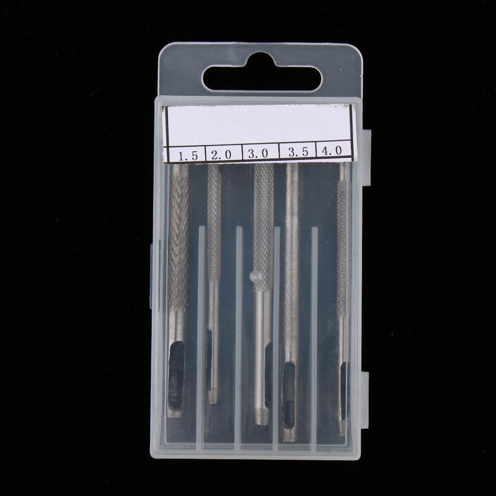 5 Pieces Leather Tool Puncher Hole Craft Set Metal Hollow Steel Puncher Belt