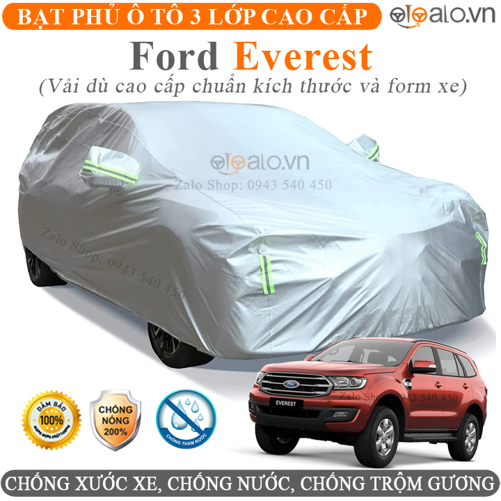 Bạt Phủ Ô Tô Ford Everest Cao Cấp 3 Lớp Chống Nắng Nóng Chống Nước Chống xước