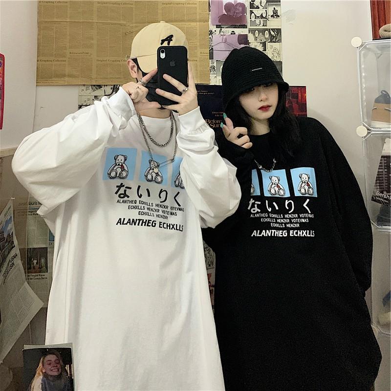 Áo thun dài tay GẤU ALANTHEG phông Unisex nam nữ tee oversize form rộng pull Ulzzang Streetwear Hàn Quốc vải mềm