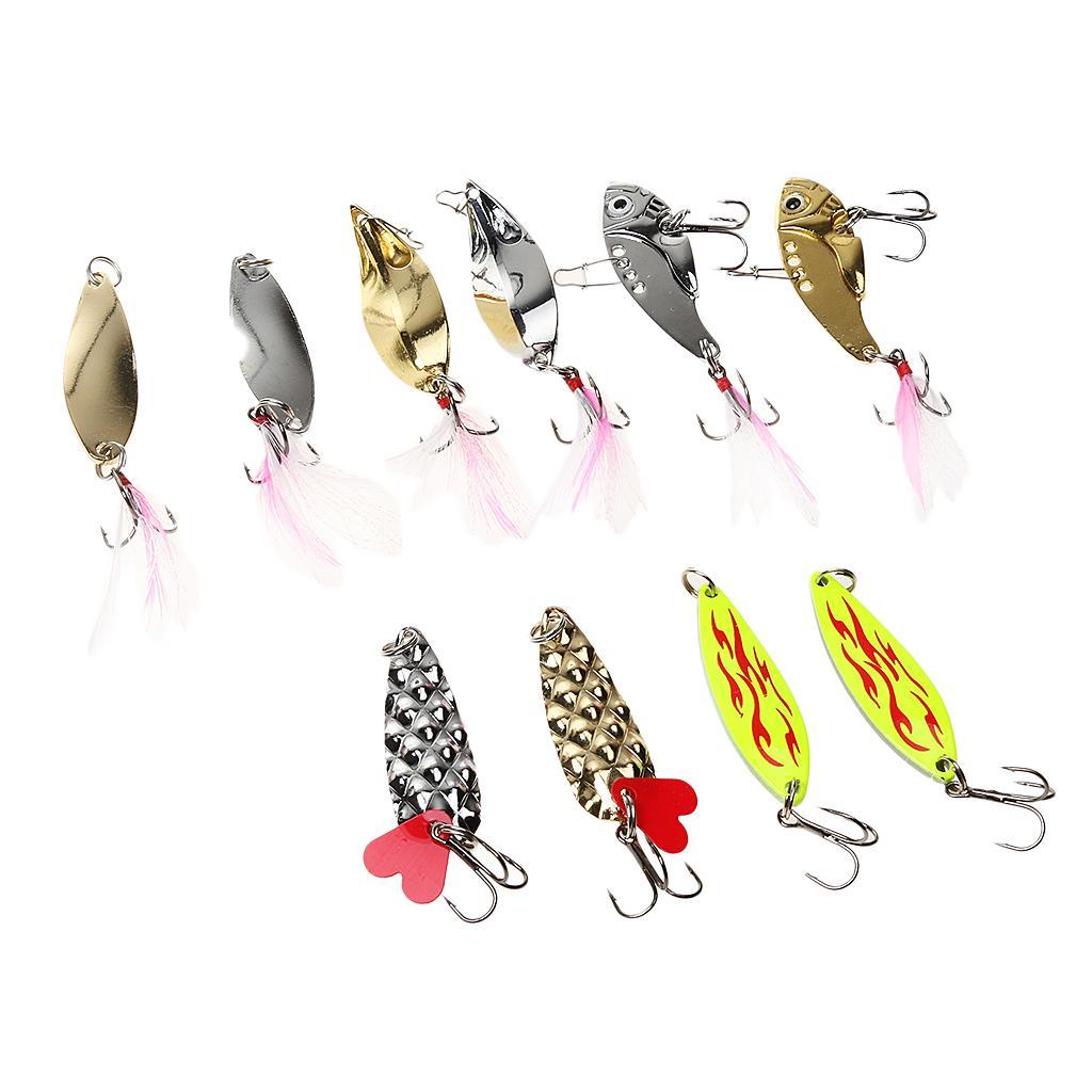 Pack of 10 Assorted Metal Fishing Lures Bass CrankBait Spoon Crank Bait Tackle
